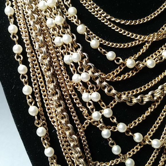Chains & Pearls Multi-Strand Draping Necklace - Picture 3 of 10